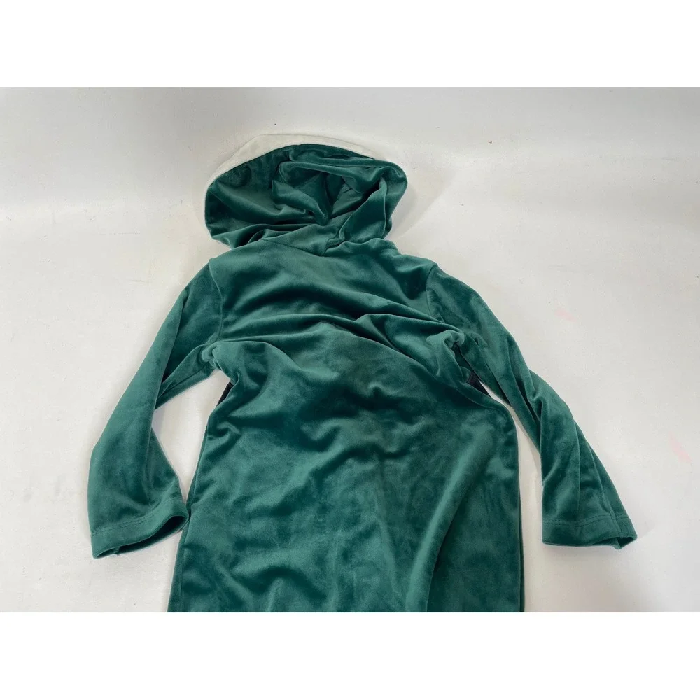 Carter's Green Velvet Holiday Elf Hooded Romper 18M Christmas Santa Helper
